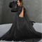 Wholesale V Neck Luxury Satin Sleepwear Sexy Long Sleeve Feather Cuff Women's Robe