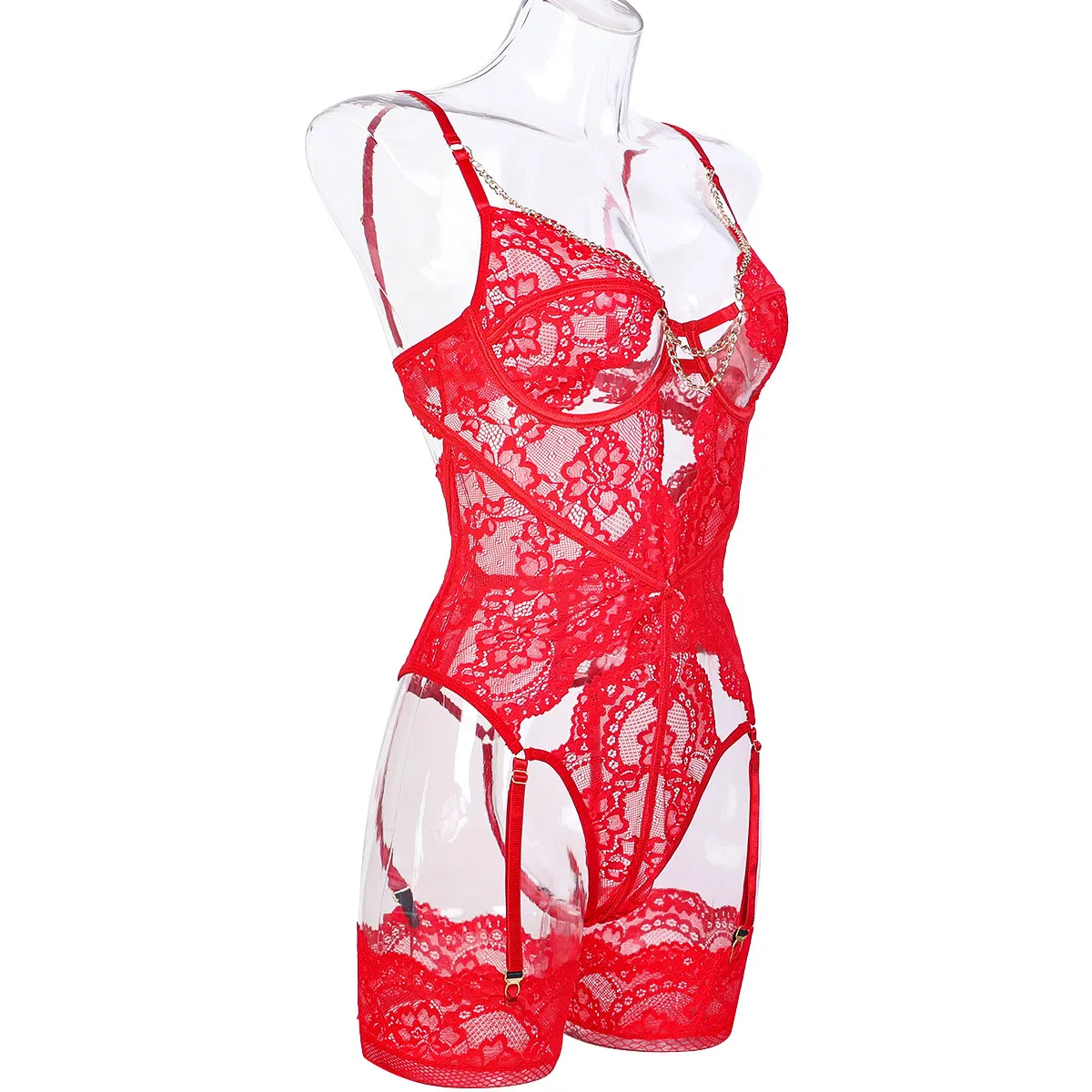 Wholesale Hollow out One Piece Underwear Set for Woman Sexy Embroidery Transparent Lingerie