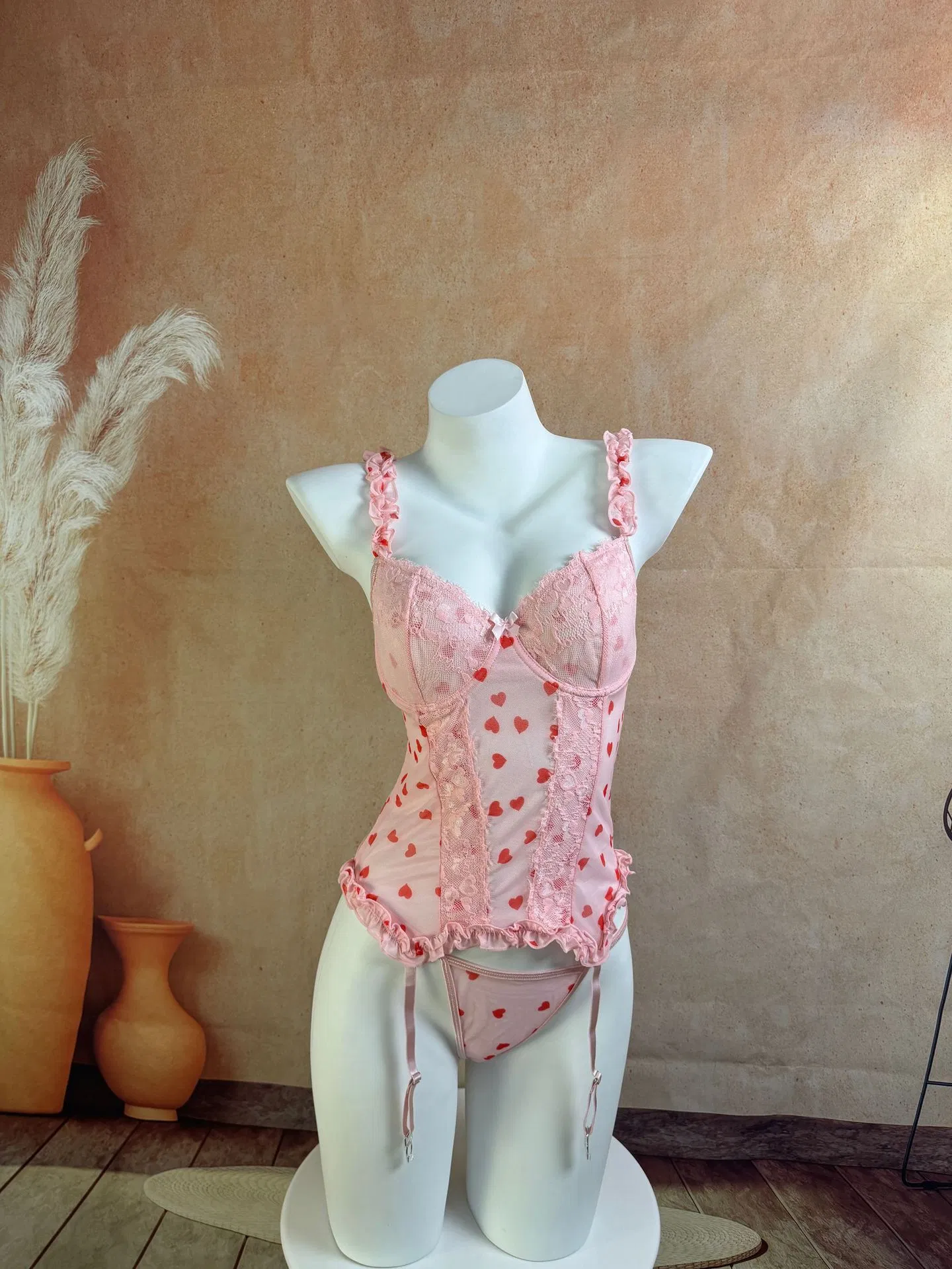 Wholesale See-Through Mesh Bra Panty Set Sexy Suspender Women's Lingerie