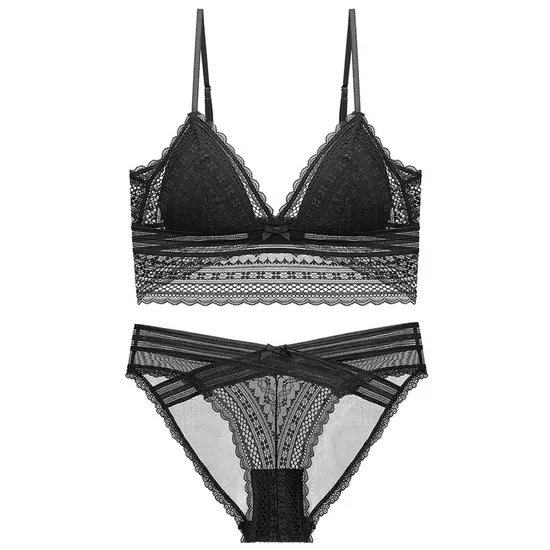 Hot Sell Sexy French Ultra-Thin Set U-Shaped Backless Lace for Women Bra Underwear Lingerie
