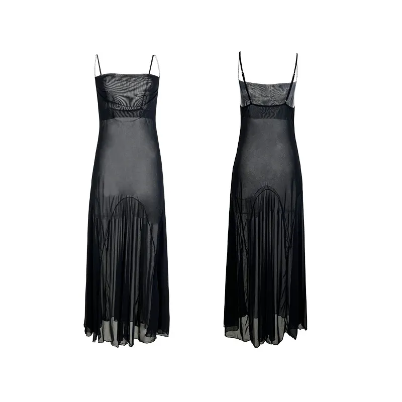 Wholesale Solid Color Transparent Nightgown Sleepwear Dresses Sexy Transparent Mesh Nightwear