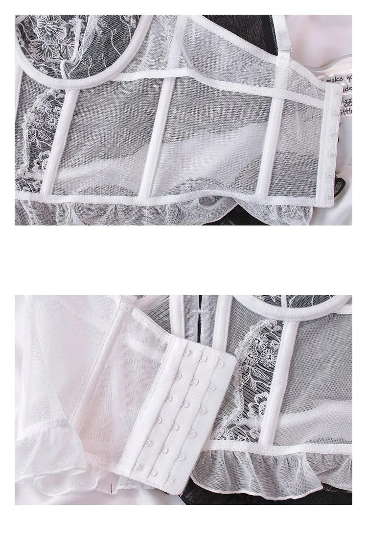 2025 Fishbone Corset Hollow out See-Through Lace Breathable Ultra-Thin Romantic for Women Soft Bra Sexy Set Underwear Lingerie