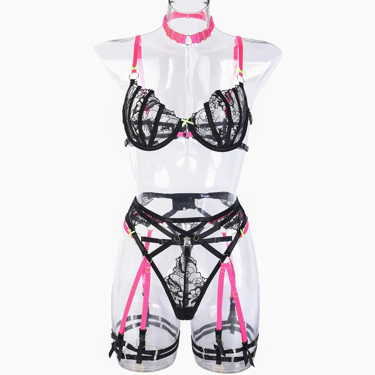 Wholesale See-Through Underwear Set for Woman Sexy Erotic Garter Belt Lingerie