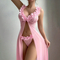 New Fashion V-Neck Ultra-Thin Woman Underwear Set Hot Suspender Long Dress Lingerie