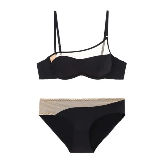 Wholesale Transparent Mesh for Women Soft Patchwork Smooth Seamless Breathable Ultra-Thin Bra Set Sexy Underwear Lingerie