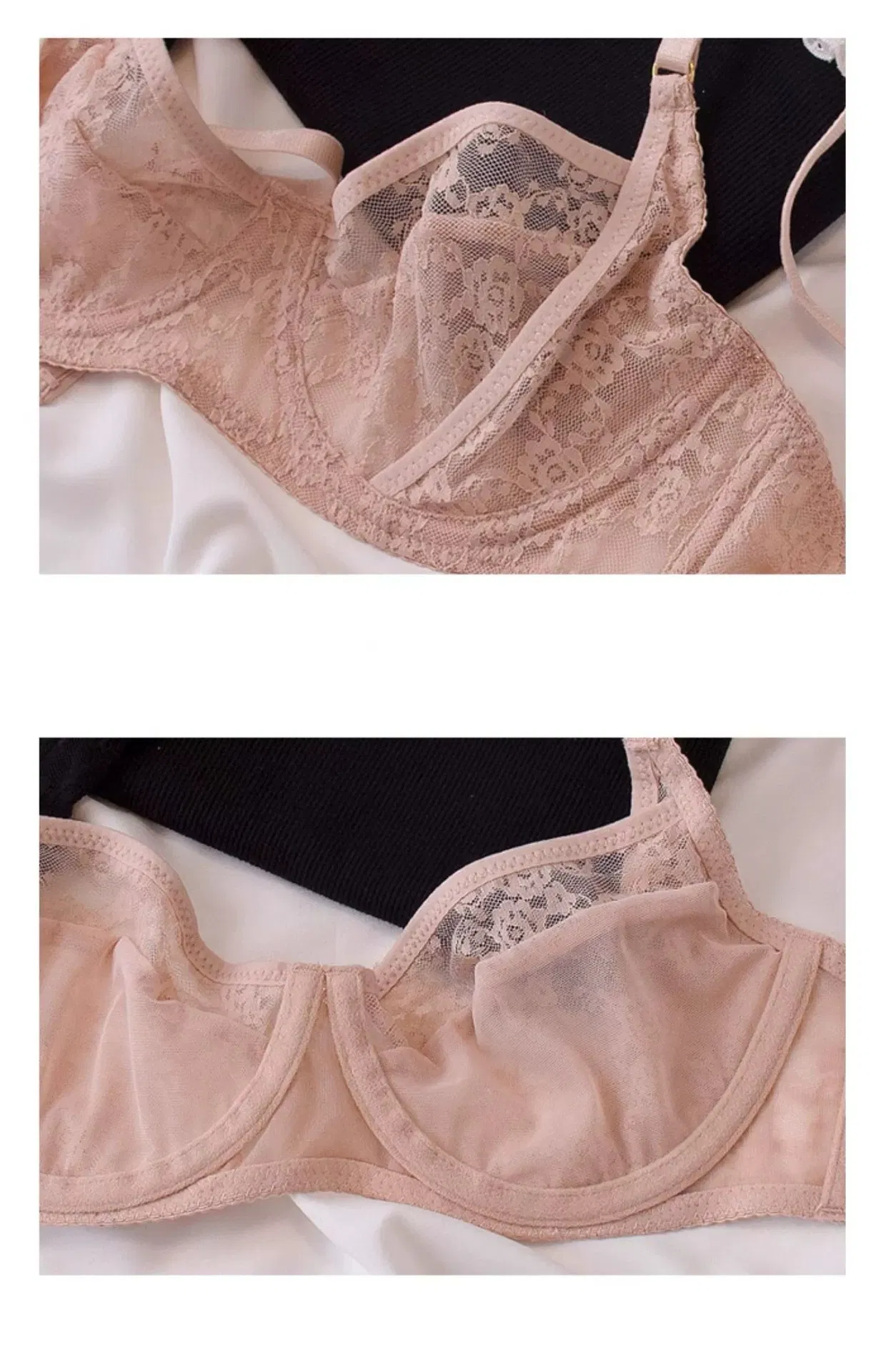French for Women Transparent Lace Romantic See-Through Underwear Bra Set Sexy Lingerie