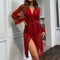 Wholesale Lace Dress Long Transparent Sleepwear Sexy Woman Lingerie Set with Robe