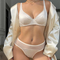 Wholesale for Women French Solid Color Breathable Deep V Satin Ultra-Thin Underwear Soft Sexy Bra Set Lingerie