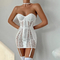 Wholesale See Through Mesh Strapless One Piece Underwear Set Sexy Lace Patchwork Lingerie