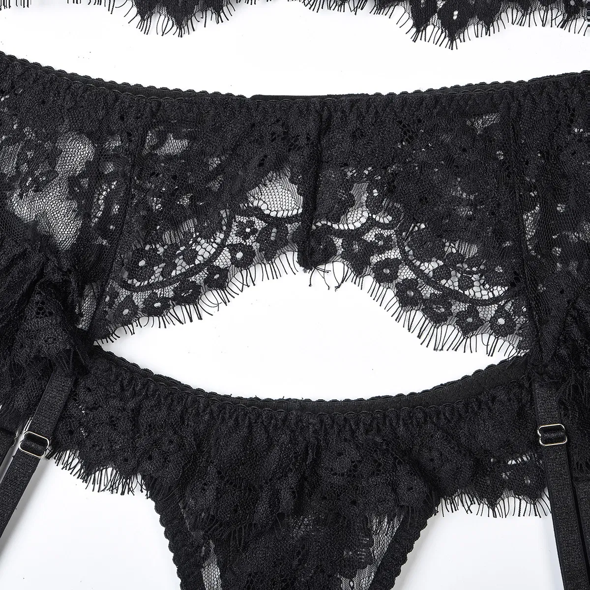 Sexy Transparent Lace Eyelash Woman Underwear Set Wholesale Embroidery Complex Lingerie