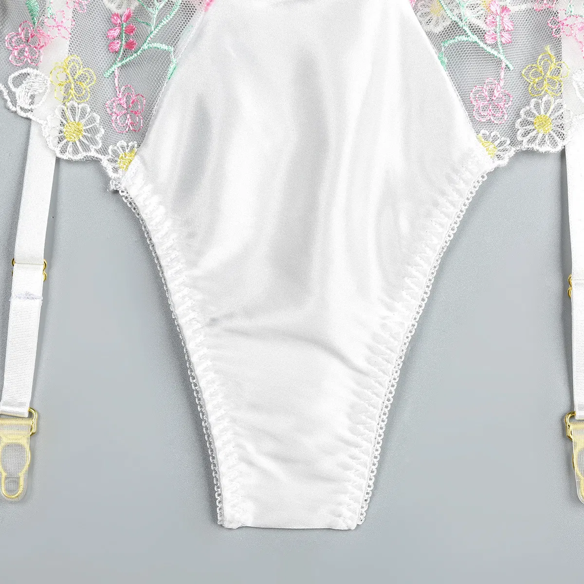 Wholesale Floral Embroidery Underwear Set for Woman Sexy See-Through Stain Lingerie