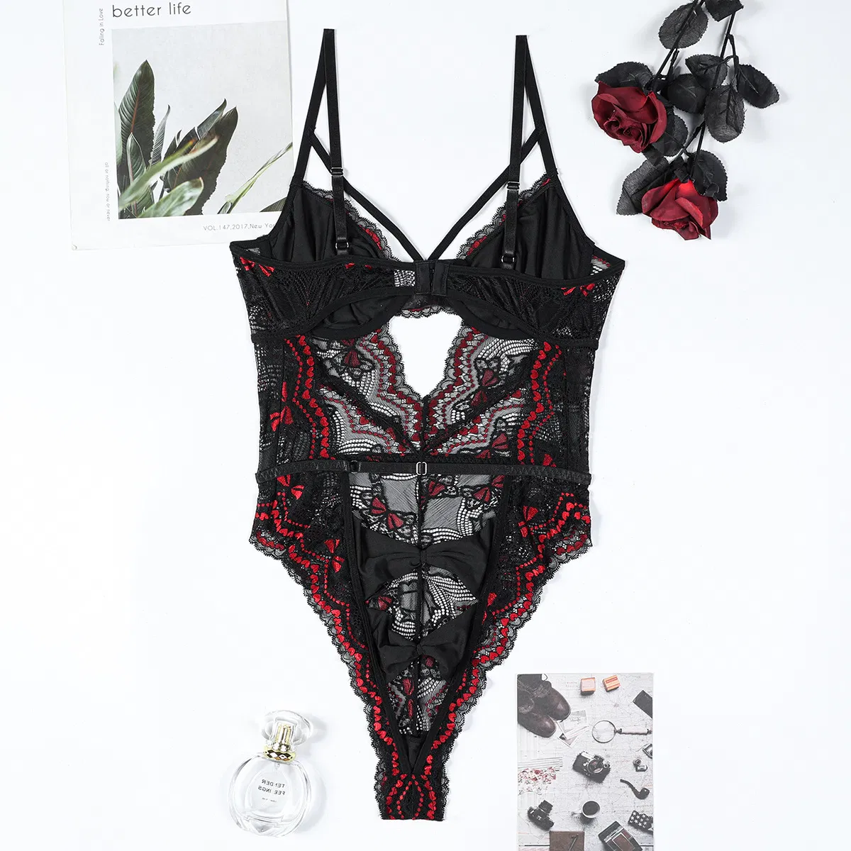 Wholesale Embroidered Underwear Set for Woman Sexy Hollow out See-Through Mesh Lingerie