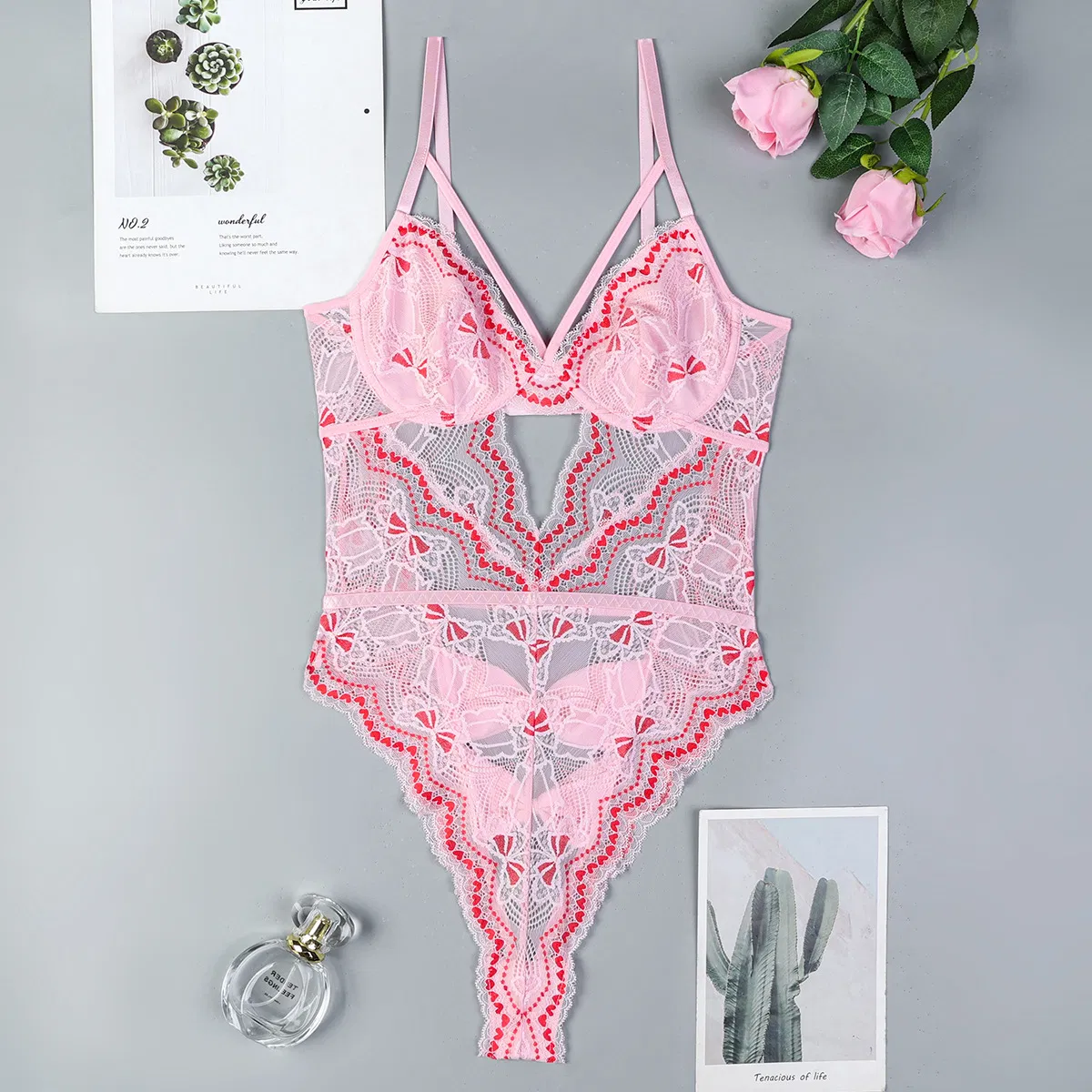 Wholesale Embroidered Underwear Set for Woman Sexy Hollow out See-Through Mesh Lingerie