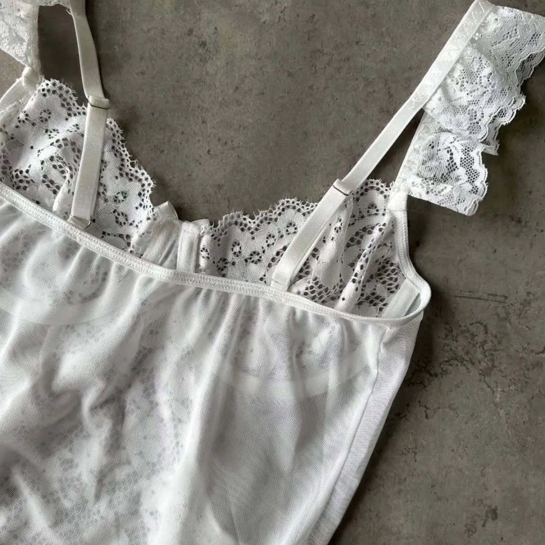 Sexy Breathable Transparent Mesh Underwear Set Wholesale Embroidery Lace Woman Lingerie