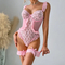 Sexy Breathable Transparent Mesh Underwear Set Wholesale Embroidery Lace Woman Lingerie