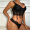 Wholesale Embroidery Floral Bra Set Sexy Transparent Hollow out 2 Piece Woman Lingerie