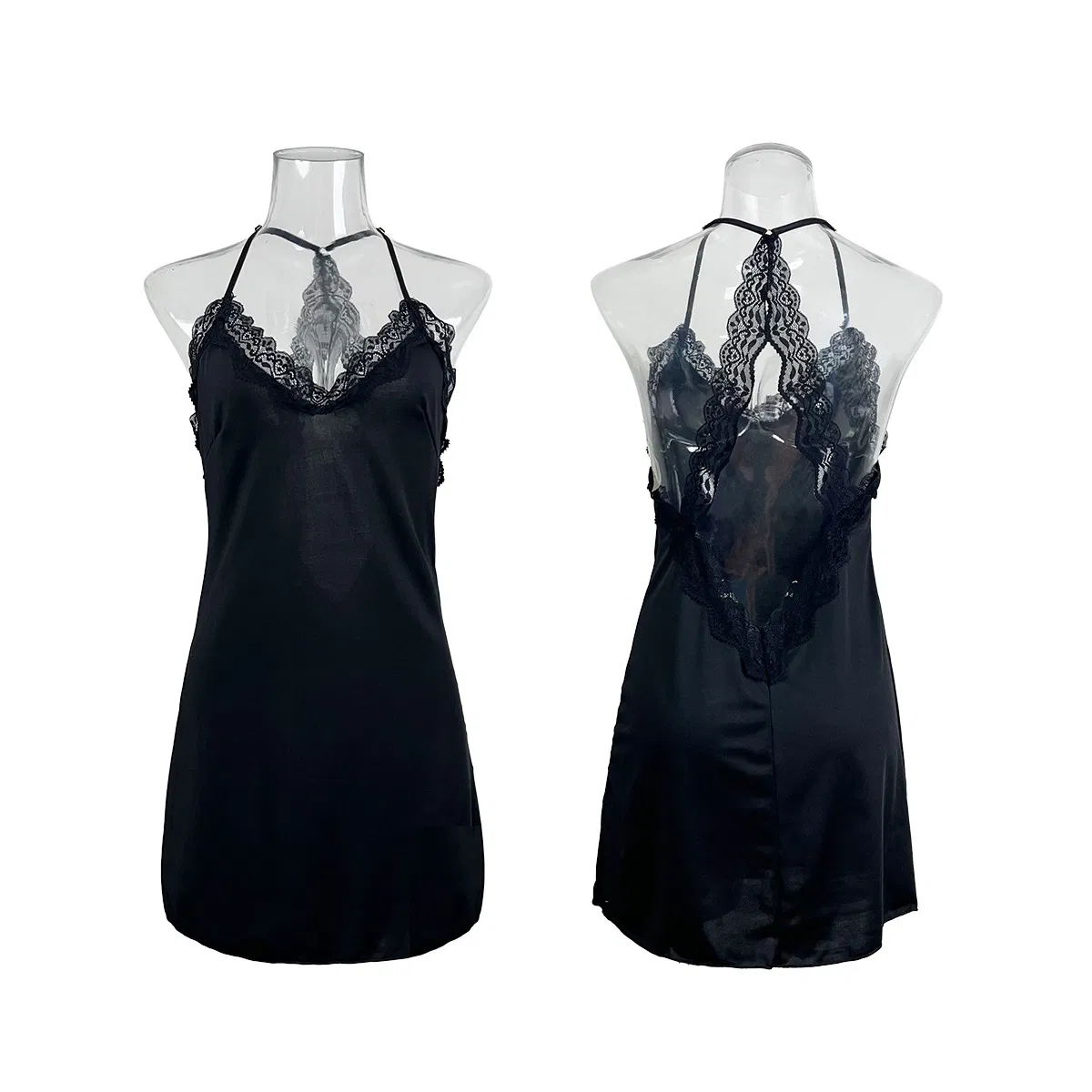 Sexy Embroidery Lace Sleepwear Dress New Fashion Solid Color Woman Nightwear