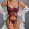 Wholesale Transparent Mesh Cross Strap Bra Set Sexy Flower Embroidery Thin Woman Lingerie