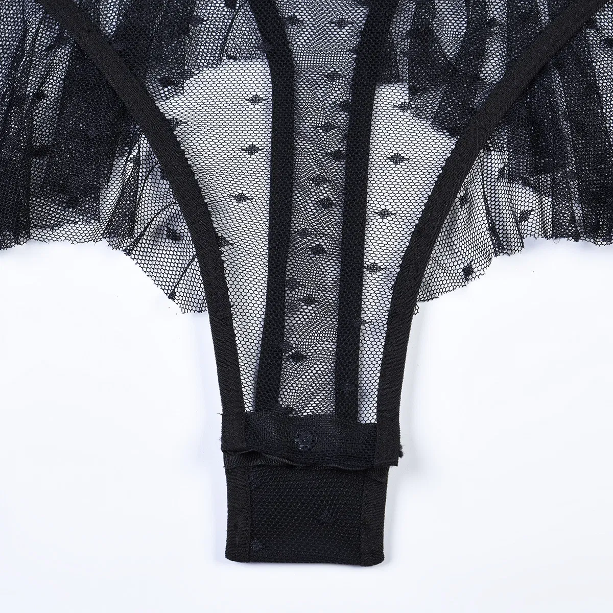 Wholesale Deep-V Transparent One Piece Underwear Set Sexy Polka-DOT Embroidery Lingerie