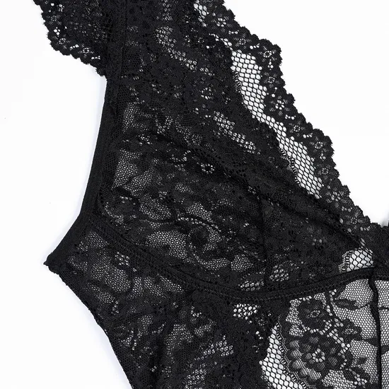 Sexy See-Through Mesh One Piece Underwear Set New Fashion Backless Embroidery Lingerie