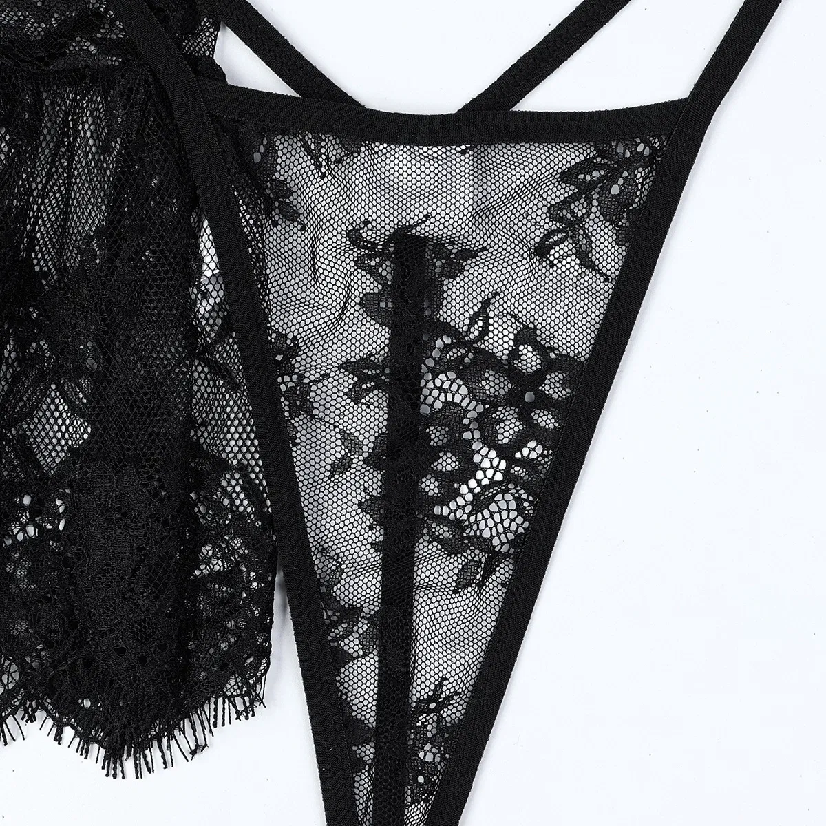 New Fashion Ultra-Thin Woman Underwear Set with Stocking Sexy Bow Mesh Skirt Lingerie