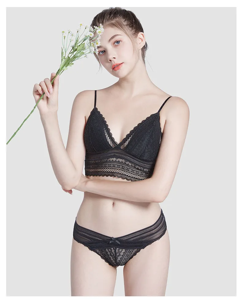 Hot Sell Sexy French Ultra-Thin Set U-Shaped Backless Lace for Women Bra Underwear Lingerie