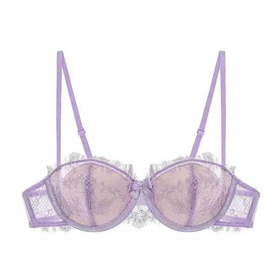 Wholesale Transparent Eyelash Lace Gathering Breathable for Women Soft Bra Breathable Ultra-Thin Set Sexy Underwear Lingerie