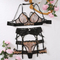 Wholesale Embroidery See-Through Mesh Underwear Set for Woman Sexy Hollow out Lingerie