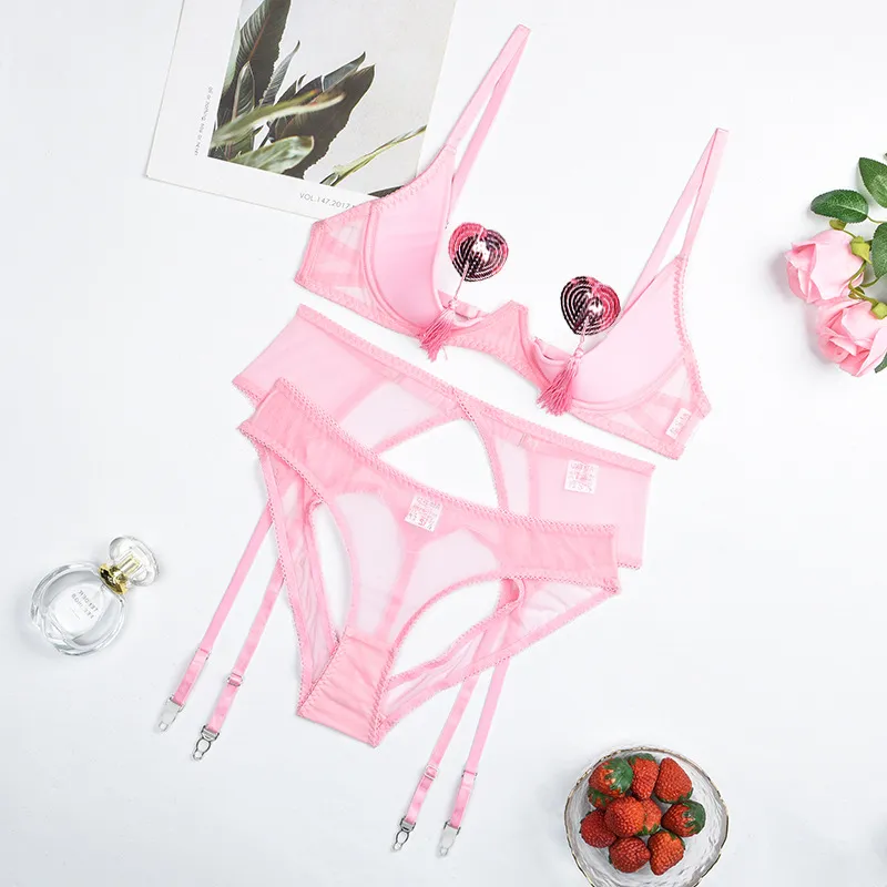 Sexy Open Cup Underwear Set for Woman Wholesale Tassel Nipple Covers Lingerie