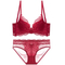 2025 New French Wholesale Embroidery Lace Trim Sexy Breathable Bra Ultra-Thin Halter Neck Set Underwear Lingerie