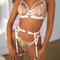 New Arrival See-Through Embroidered Garter Belt Bra Set Sexy Ultral-Thin Women's Lingerie
