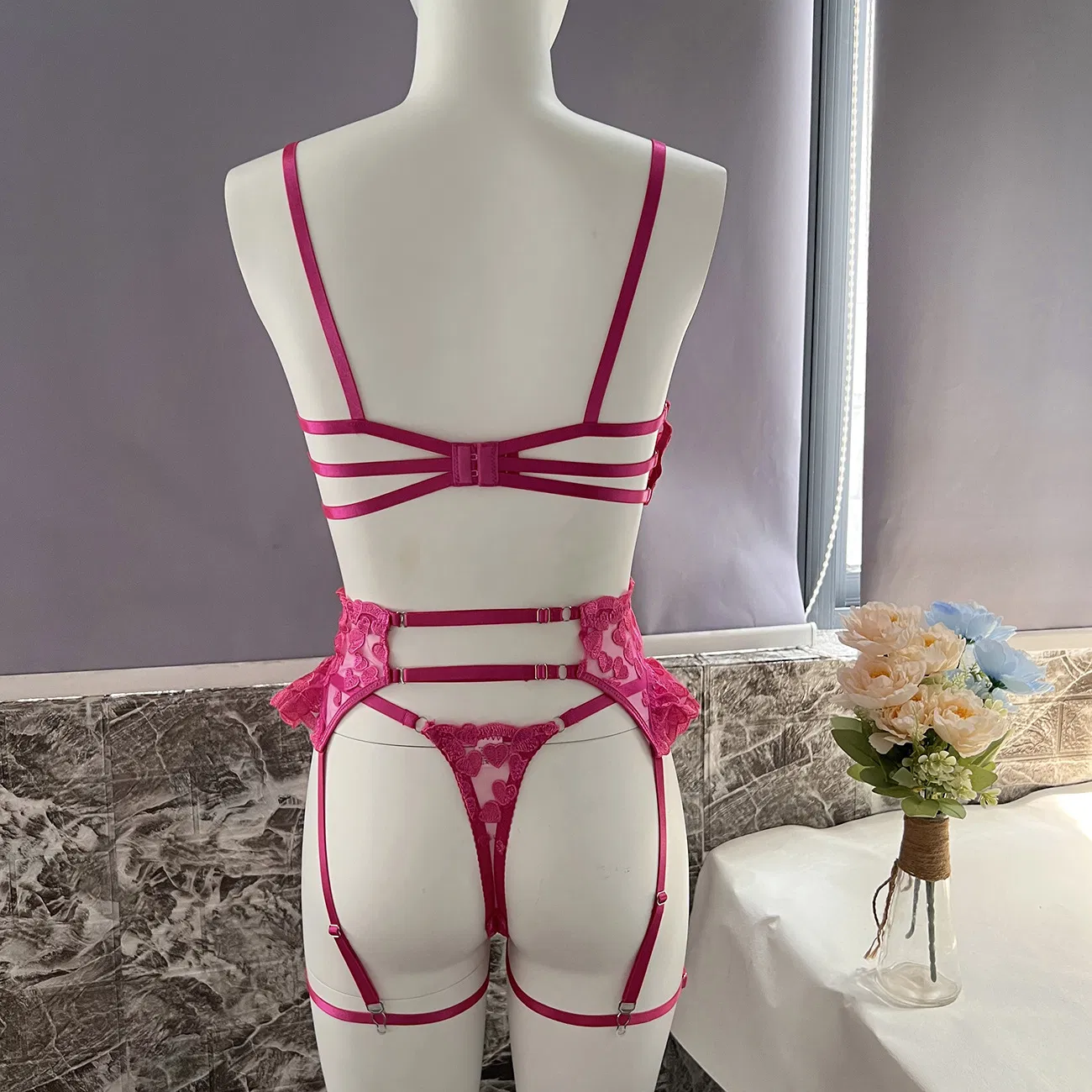 Wholesale See-Through Embroidery Lace Underwear Set for Woman Sexy Ultral-Thin Mesh Lingerie