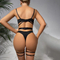 Wholesale Erotic Garters Belt Underwear Set for Women Hot Patchwork Bondage Mesh Lingerie