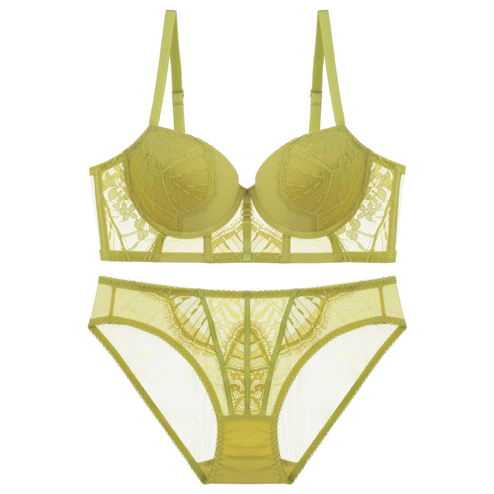 French Smooth Embroidery Lace Trim Sexy Breathable Gathering for Women Soft Bra Ultra-Thin Set Sexy Underwear Lingerie