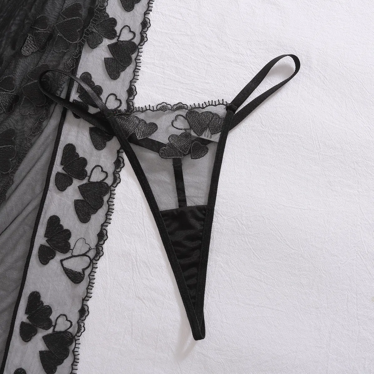 Sexy Embroidery See-Through Mesh Bra Panty Sets New Erotic Long Dress Woman Lingerie