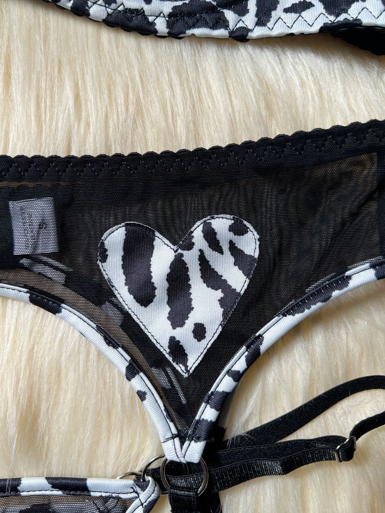 Wholesale Leopard Print Underwear Set Sexy Mesh See Through Women Lingerie