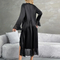 Wholesale Satin V-Neck Long-Sleeved Sleepwear Sexy Ruffled Hem Woman Robe