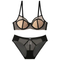 French Anti-Sagging Color-Blocking Mesh Sexy Breathable Gathering for Women Soft Bra Ultra-Thin Set Sexy Underwear Lingerie