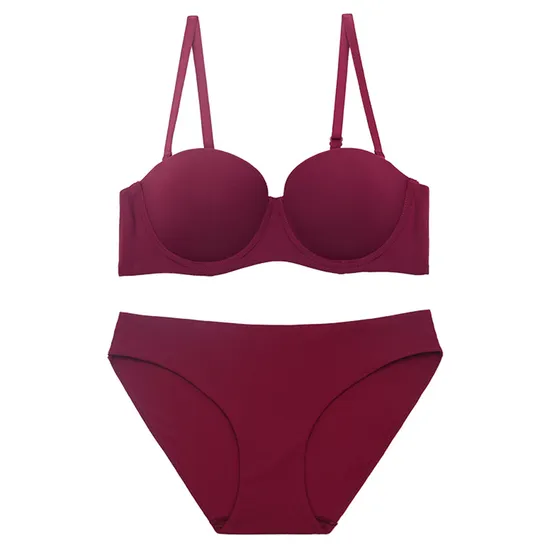 Wholesale Smooth Strapless Seamless Gathering Breathable for Women Soft Bra Breathable Ultra-Thin Set Sexy Underwear Lingerie