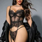 Wholesale Fishbone Eyelash Lace Underwear Set for Woman Sexy Transparent Lingerie