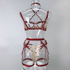 Sexy Red Lace Lingerie Set Women Strappy Bra Garter Underwear